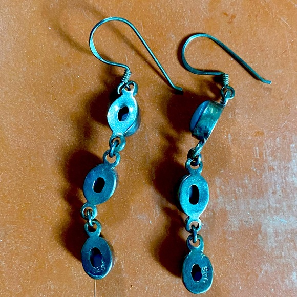 Sterling turquoise drop earrings - Picture 6 of 8